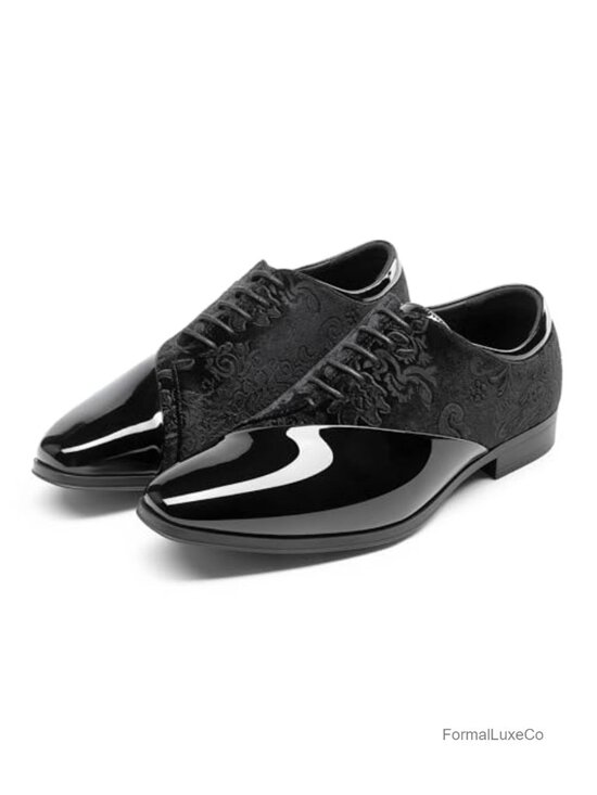 Men\'s Patent Velvet Oxfords Dress Shoes Formal Lace-Up Tuxedo Shoes main image 5